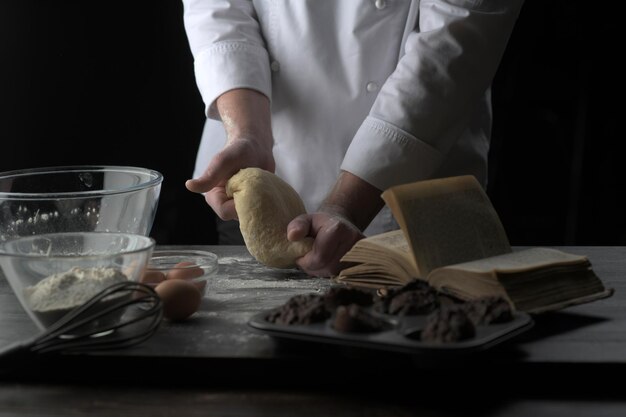 chef preparing pastry closeup